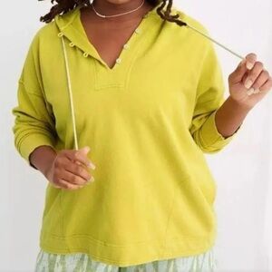 Aerie Beach Weekend Quarter Button Hoodie, Bright Yellow